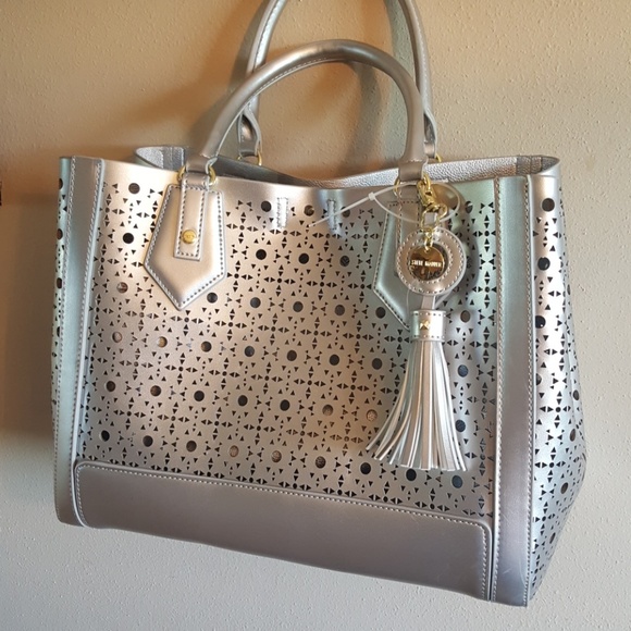 Steve Madden Handbags - Steve Madden Silver Perforated Tote