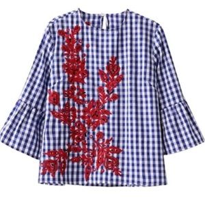 Zara style embroidered top