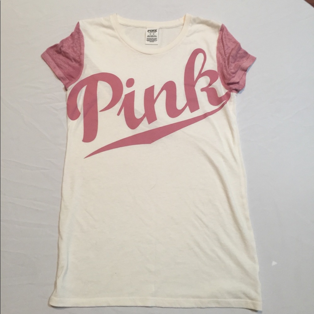VS PINK white and pink tee