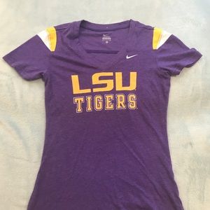 LSU SEC Football women's purple&gold Nike V-neck
