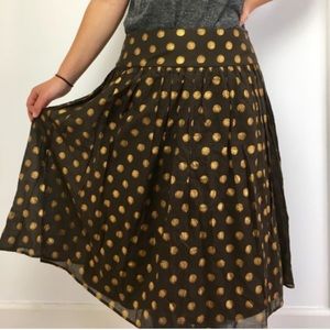 Liz Claiborne Pleate Skirt Gold Dots Petite Size12