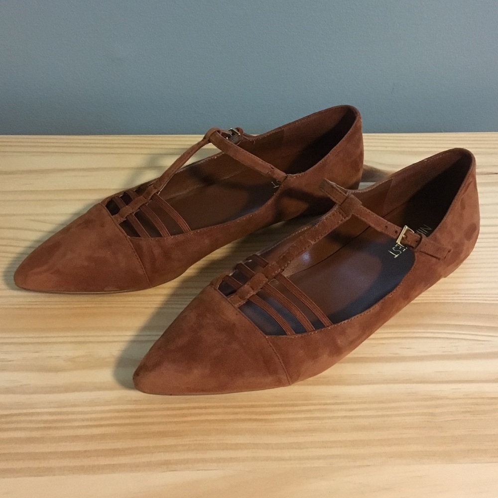 Nine West | Suede Wright Pointy T-Strap Flats