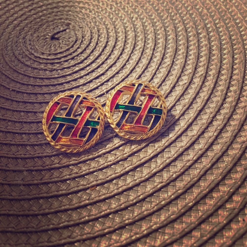 Multicolored earrings.