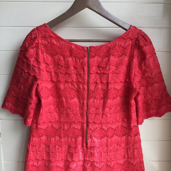 [Anthropology] Coral Pink Crocheted Lace Dress - Picture 5 of 8