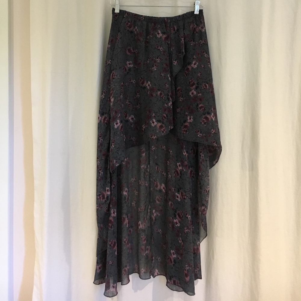 Floral high-low skirt