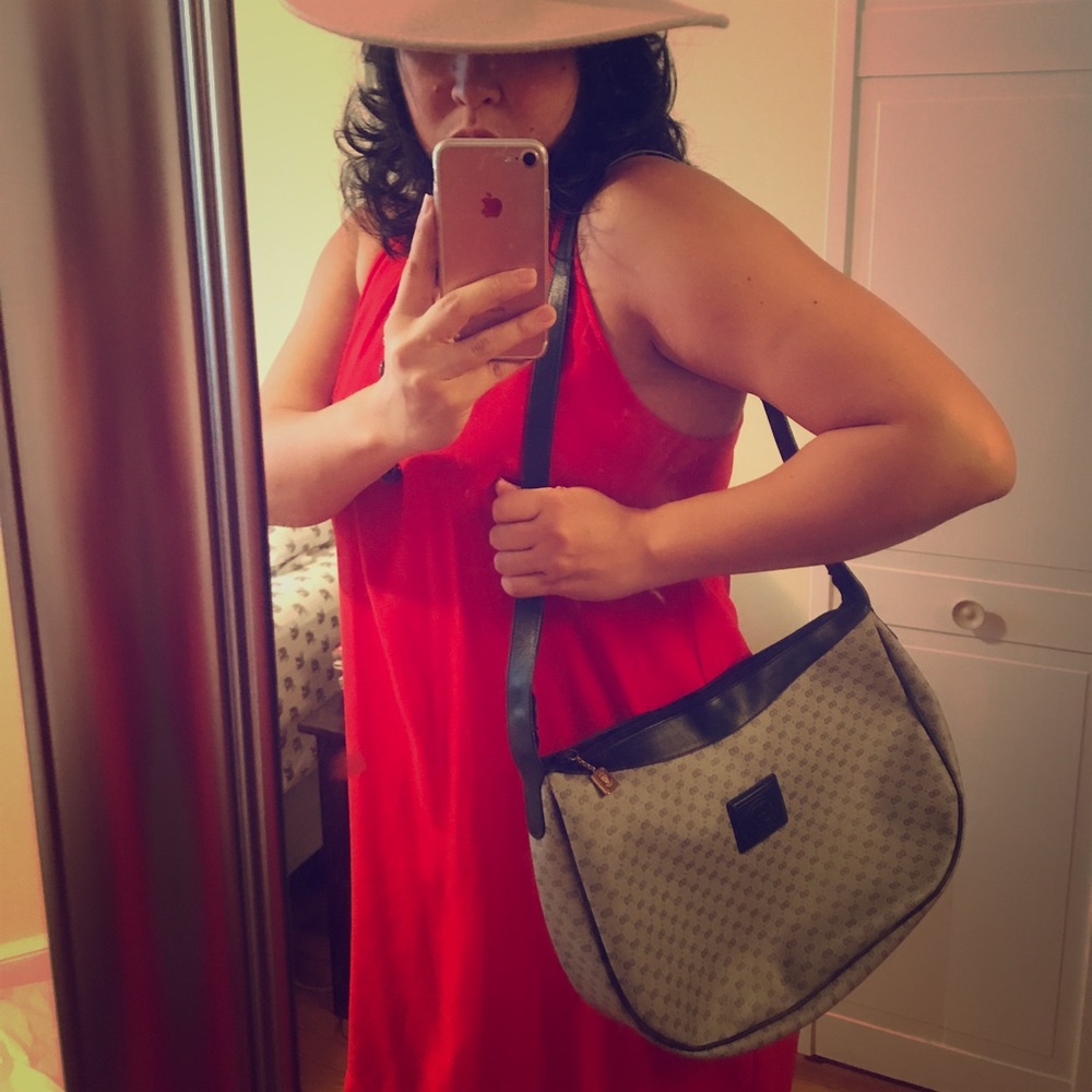 Authentic Gucci vintage treated canvas logo bag