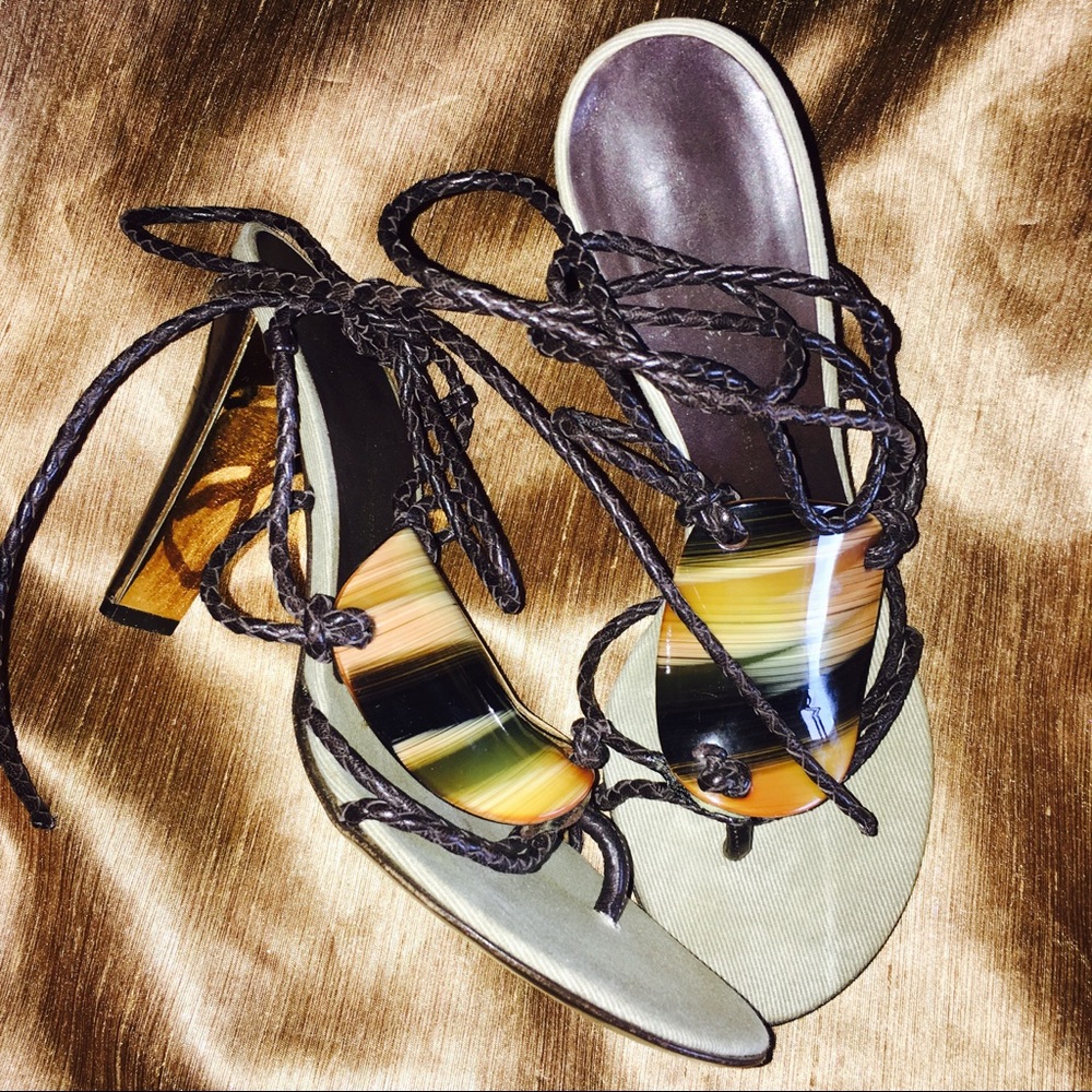 CLASSIC WOMENS GIUSEPPE ZANOTTI WOODEN BONE SANDAL