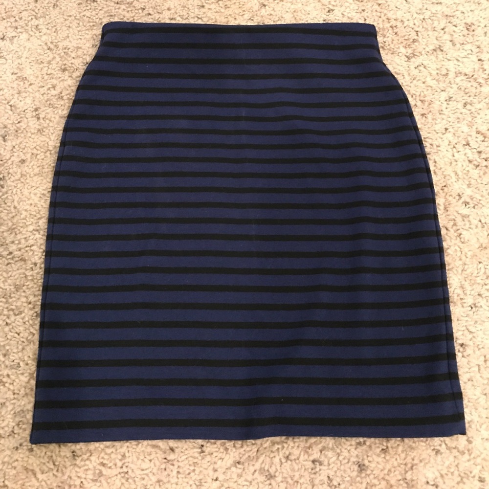 LOFT blue and black striped skirt
