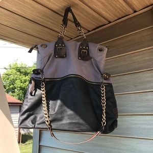 Large Two Tone Fold Over Bag
