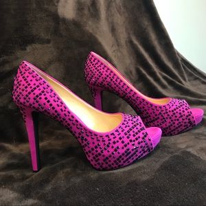 Gianni Bini Pink Heels with Black Embellishment