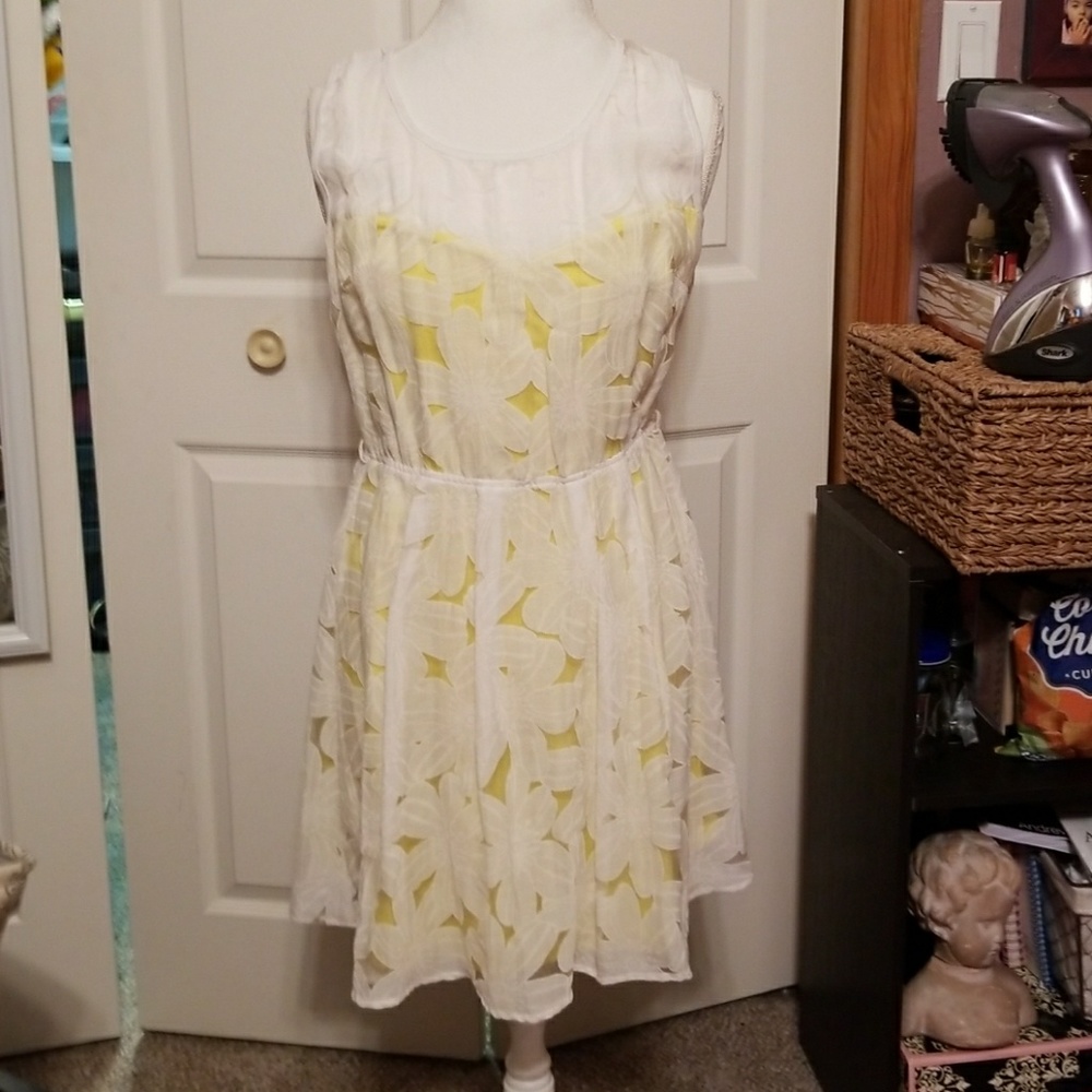 Ladies sleeveless floral lace minidress