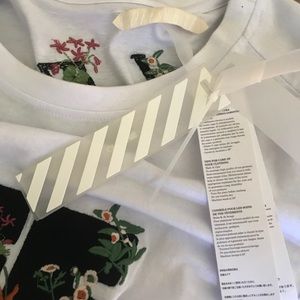 Off-White Embroidered Floral T Shirt
