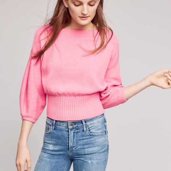 Anthropologie Sweaters - Anthropologie Cropped Balloon Sleeve Sweater NWT