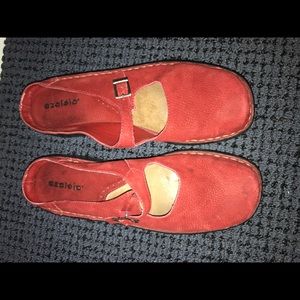 Red leather Mary Jane clog