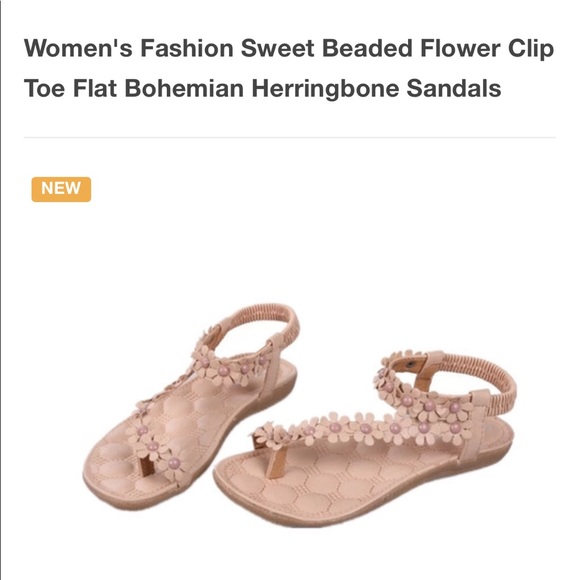 Shoes - Women's fashion Sandals with beaded flowers