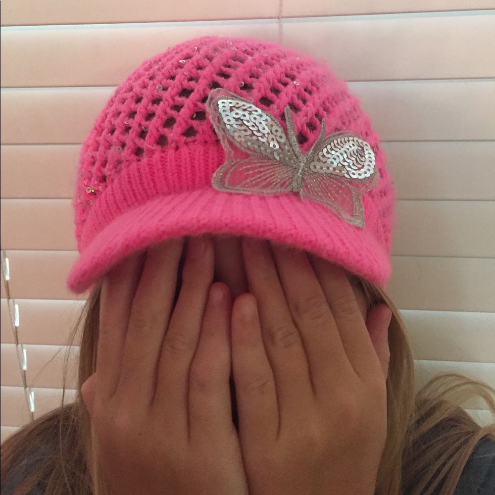 Justice knit butterfly hat