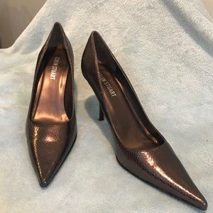 Colin Stuart Bronze Snakeskin Pumps