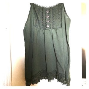 Army Green Lace Tank (adjustable straps)