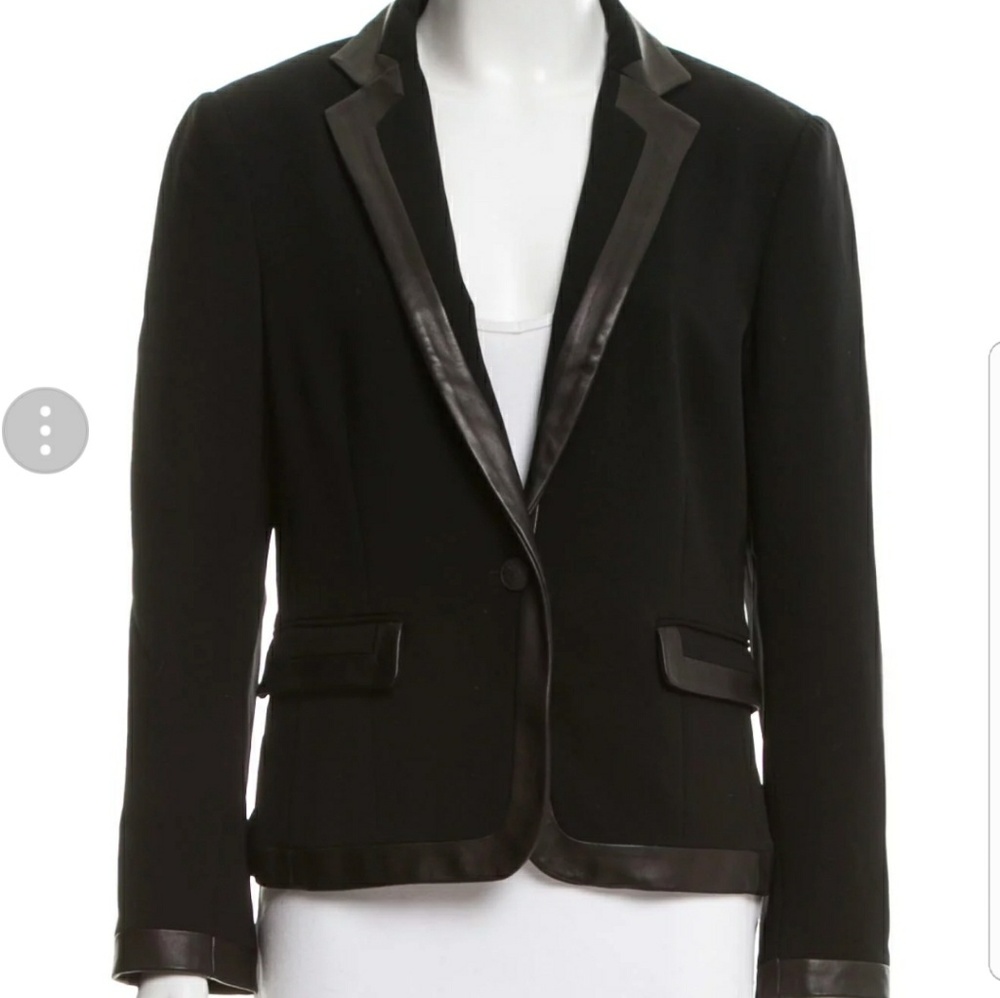 Rag and Bone Lambskin Leather Trim Black Blazer