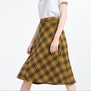 Zara yellow plaid skirt