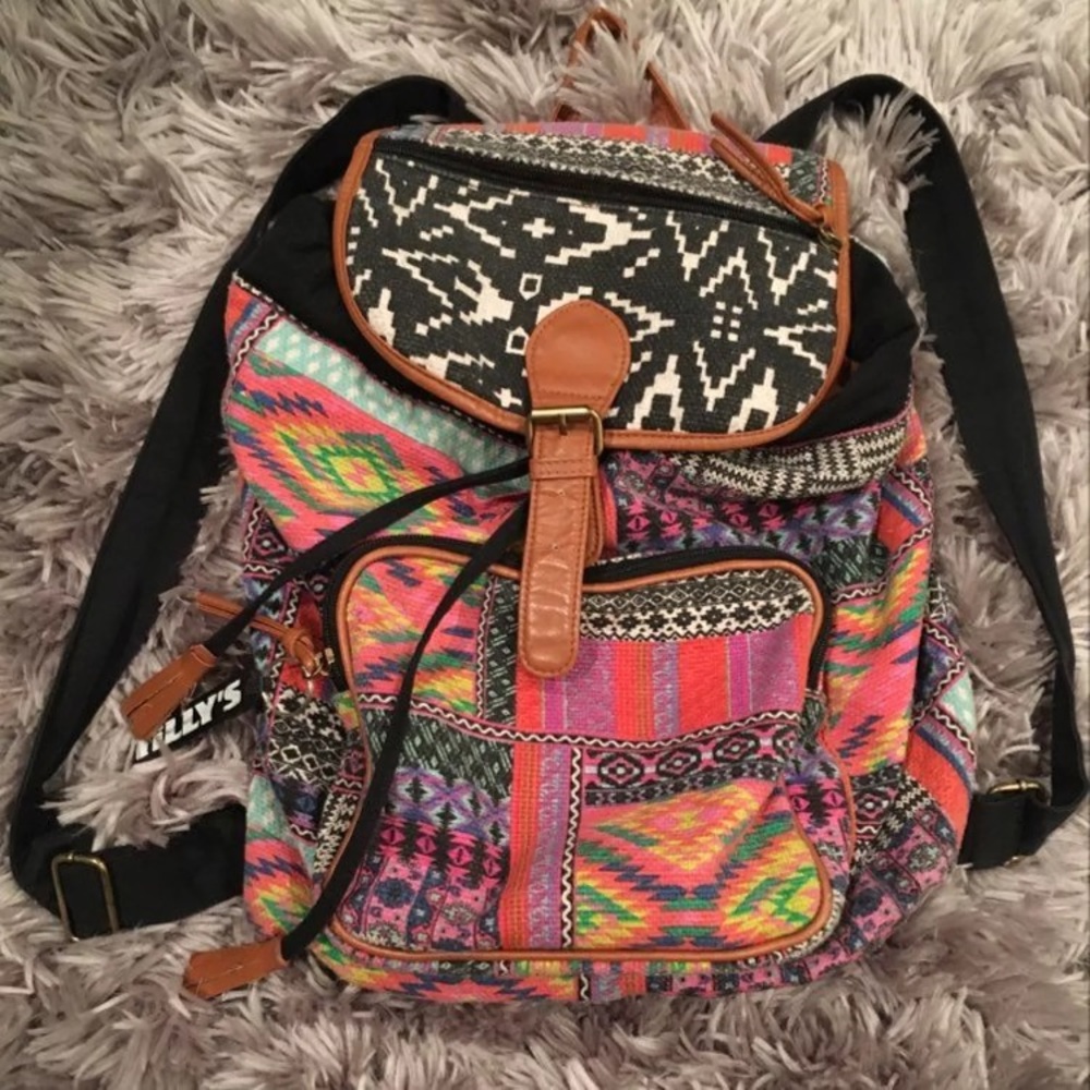 Tilly's colourful canvas aztec backpack
