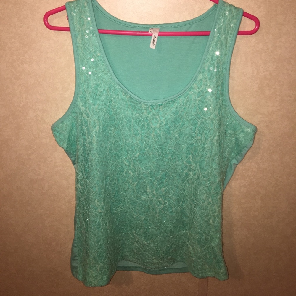 Lace and Sequined Tank Top