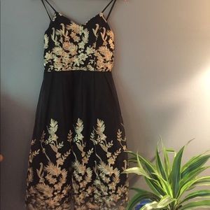 Black and Gold Chi Chi London Midi Dress