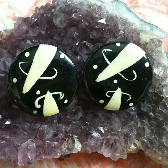Vintage art deco pieced earrings - Picture 1 of 2