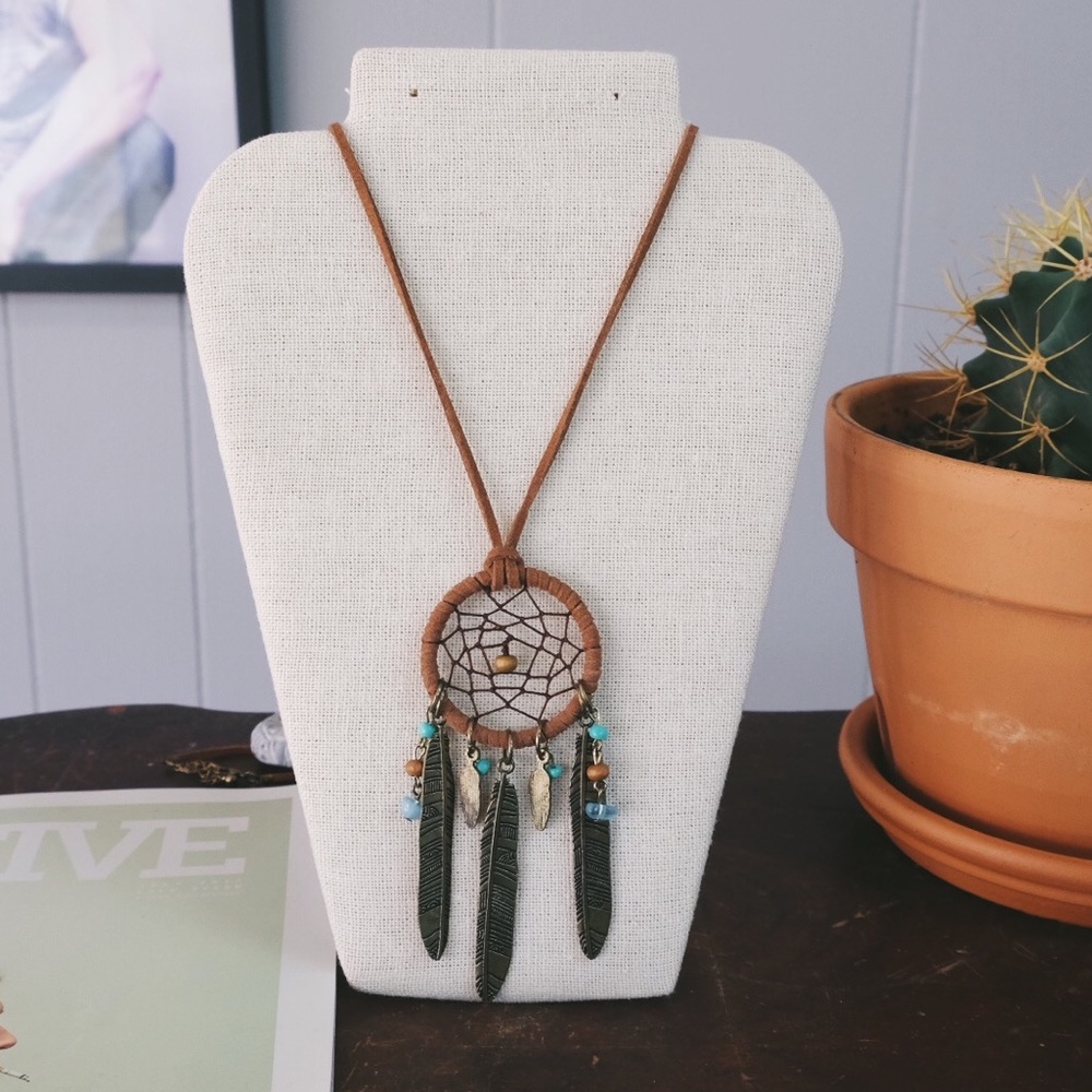 Dream catcher long necklace
