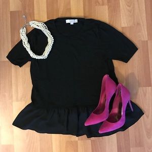 LOFT Black Peplum Knit Top