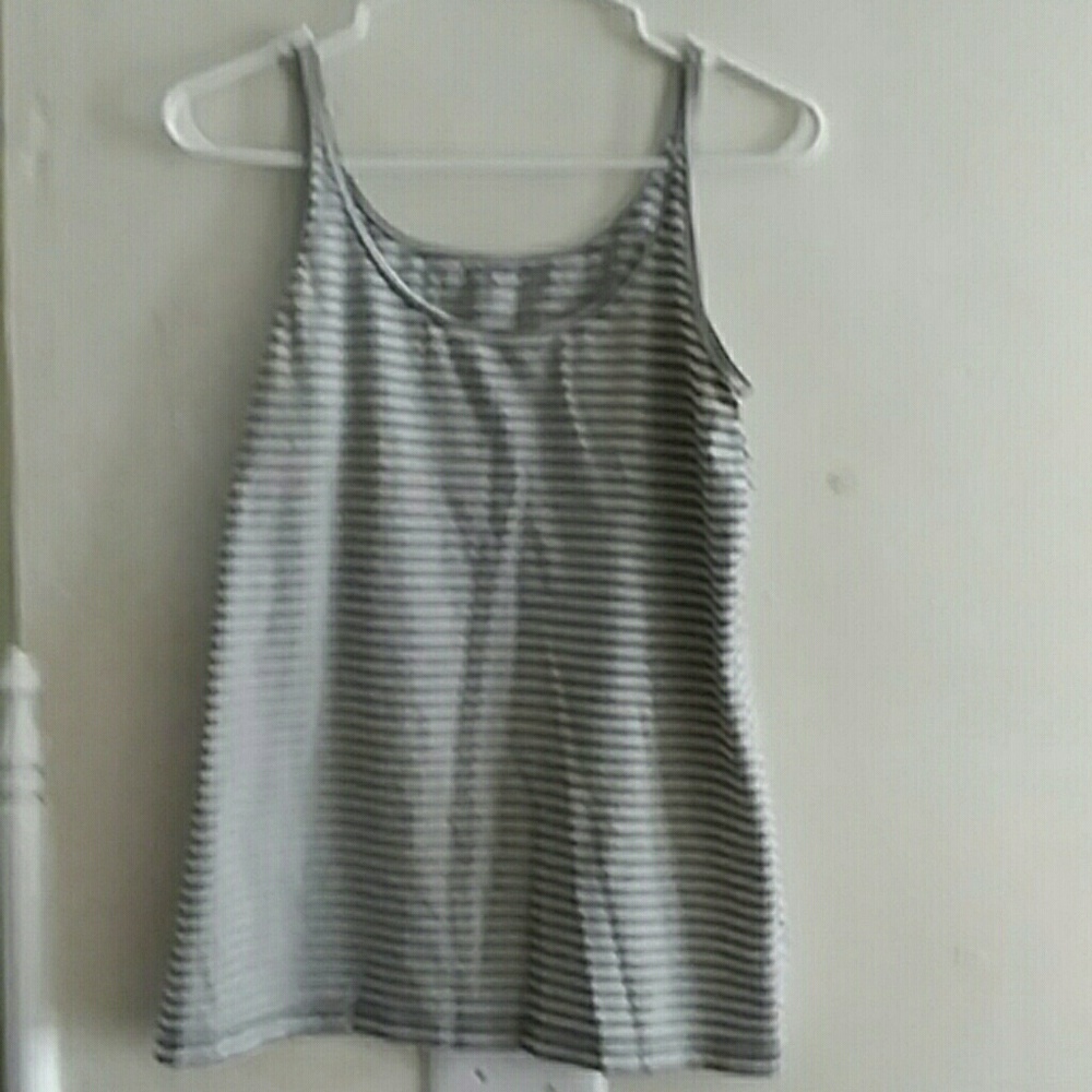 WOMEN'S TANK TOP GRAY/WHITE STRIPE SIZE L