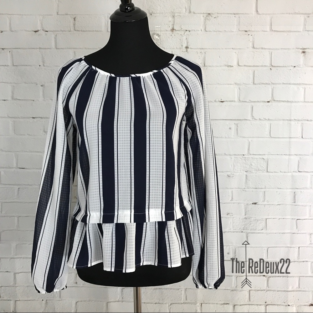 Merona Sheer Navy Striped Blouse