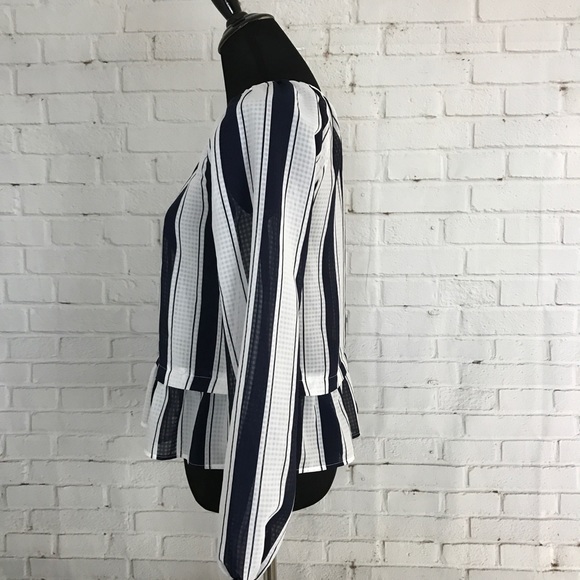 Merona Sheer Navy Striped Blouse - Picture 2 of 6