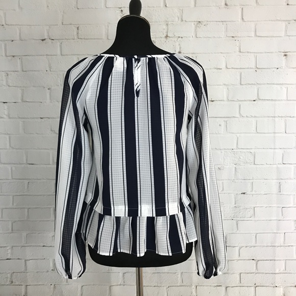Merona Sheer Navy Striped Blouse - Picture 3 of 6