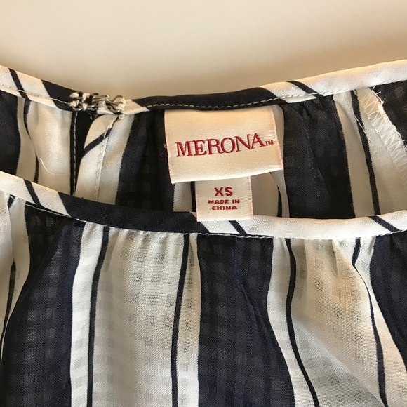 Merona Sheer Navy Striped Blouse - Picture 5 of 6