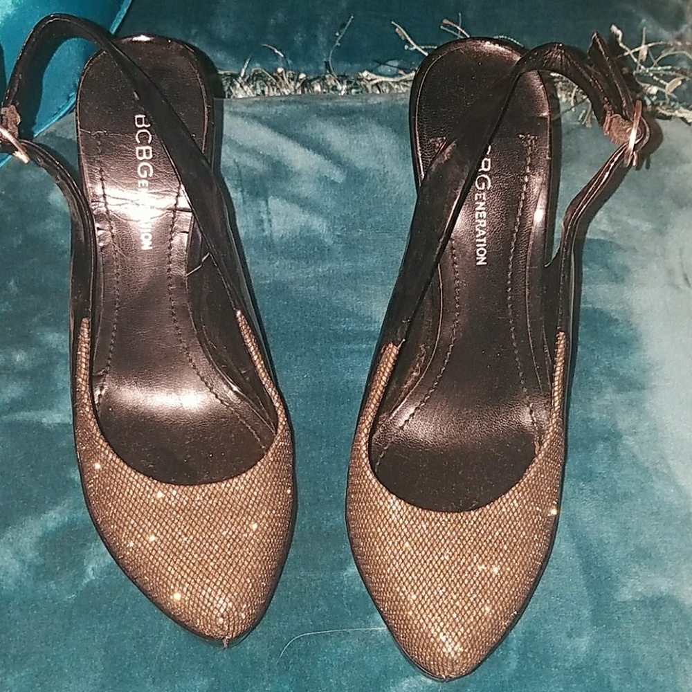Bcbg Gold and Black heels