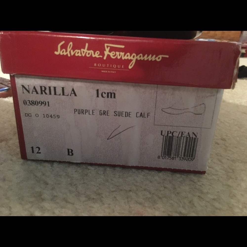 Salvatore Ferragamo Purple Grey Suede Flat