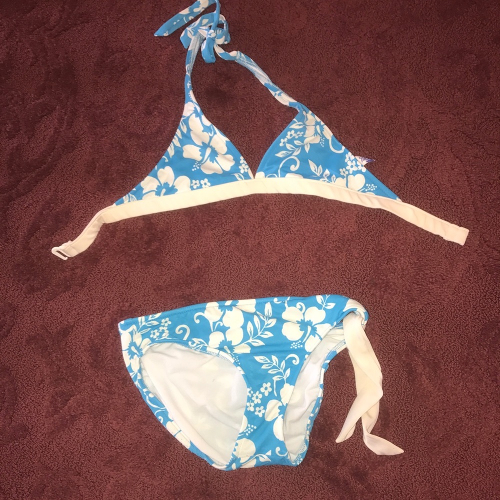 Girls blue & white Bikini, size 12, good condition - Picture 1 of 3