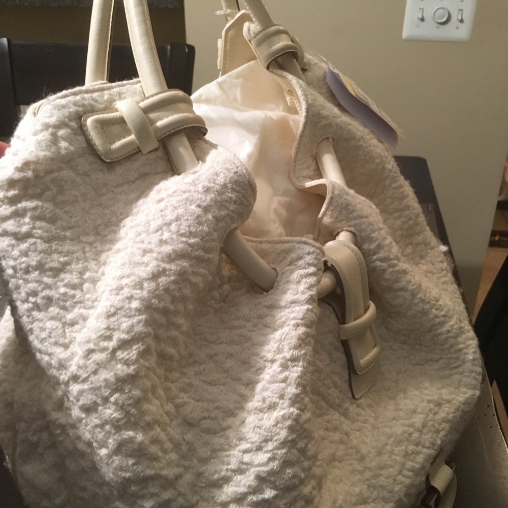 Salvatore Ferragamo Magnolia Cream Handbag.