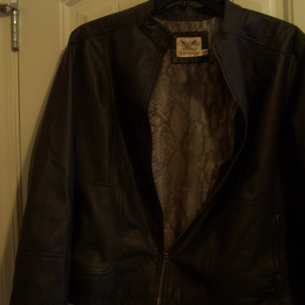 PLUS LEATHER FEEL JACKET