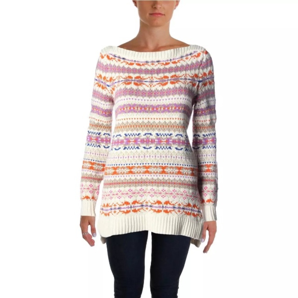 NWT RALPH LAUREN MULTI COLORED TUNIC SWEATER SZ L - Picture 3 of 4