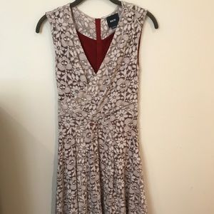 Tan lace dress with red/orange lining