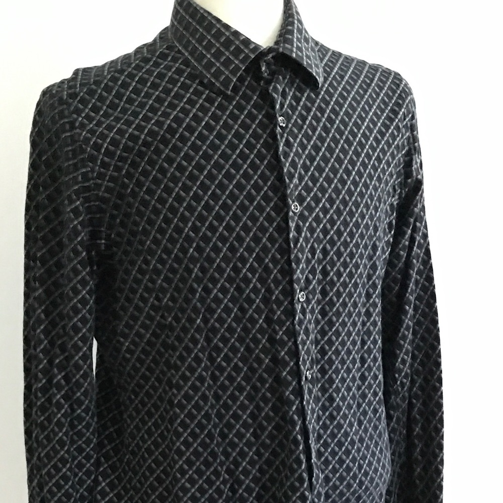 J.Ferrar Men's Black Check Shirt Large