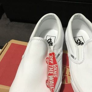 Vans white slip on sneakers