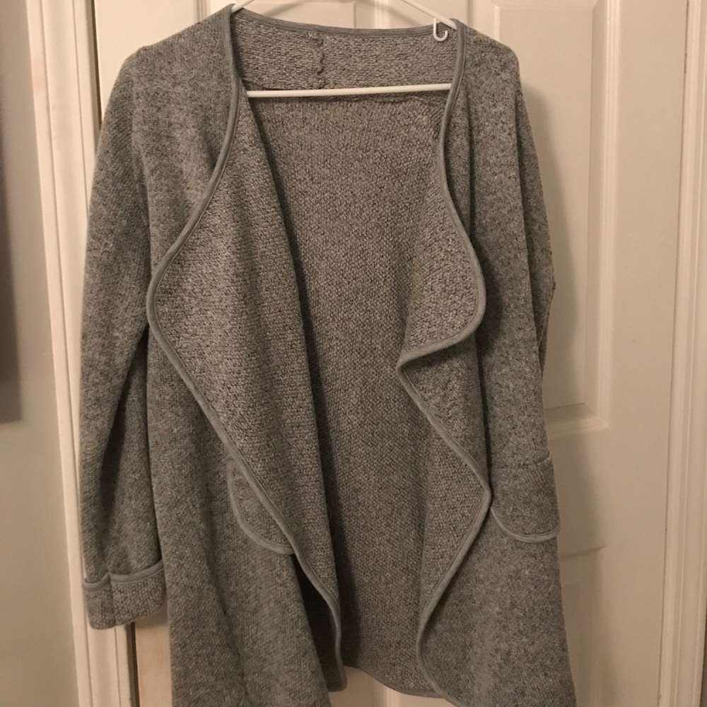 Grey open front sweater