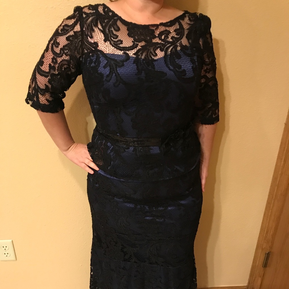 2 piece evening gown color: blue/black lace