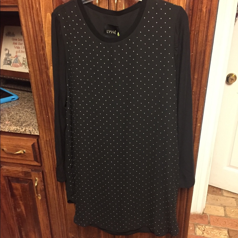 LYSSE dress/tunic NWT black with silver dots