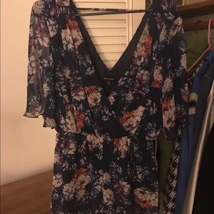 Navy floral romper
