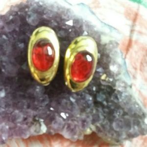 Vintage candy apple red resin and gold colored