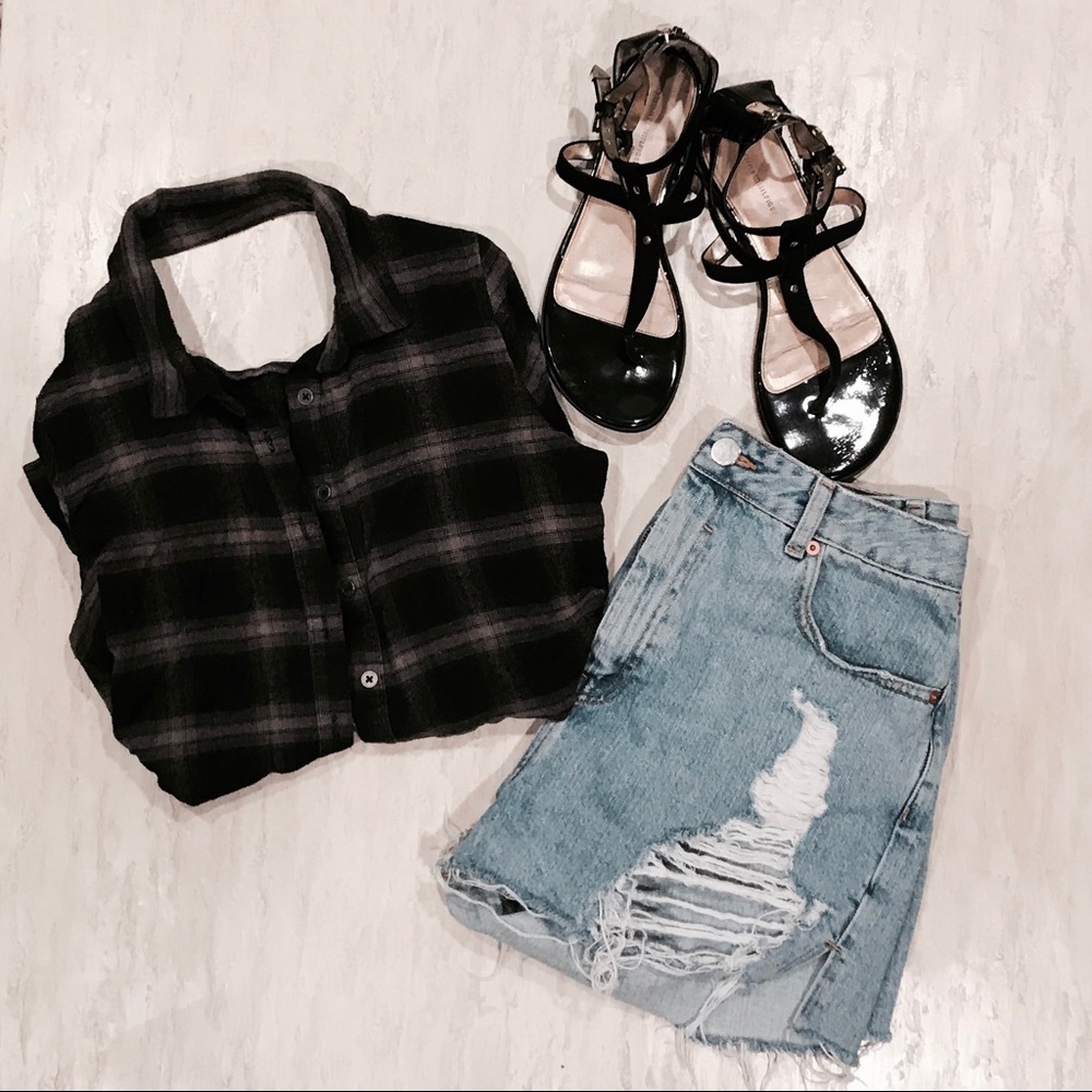 Flannel Top with Cut-out Back from Tobi